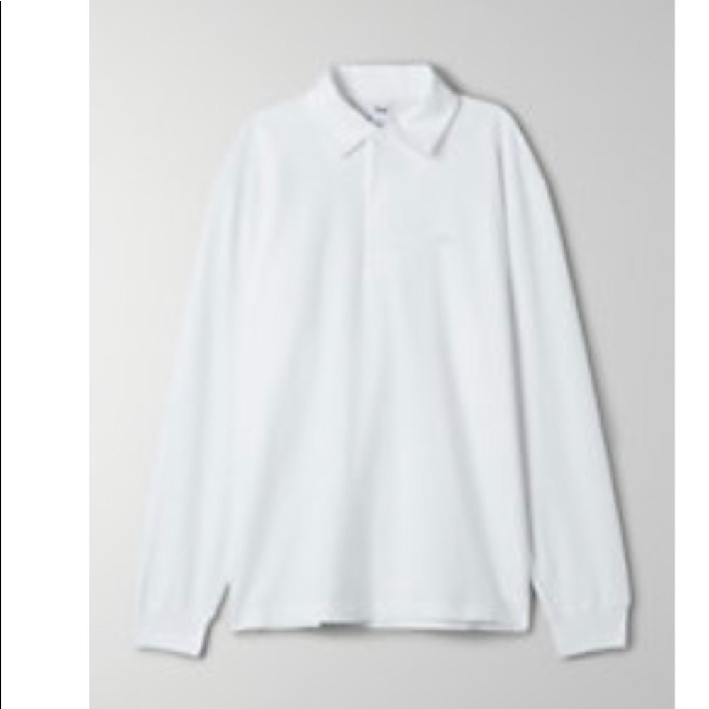 Aritzia TNA Nolen Long Sleeve Polo Top White NEW
